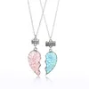 Cute Heart Shape Pink Green Girl Friendship Trend Friends Pendant Necklace [2 pieces] Children's Necklace Jewelry