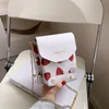 Evening Bags 2022 Spring Girl Bag Small Square Shoulder PU Leather Cute Strawberry Printing Phone Pouch Women Sweet Messenger Pack
