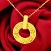 Mode Vintage en laiton plaqué or bijoux à six caractères Mantra paix boucle collier pendentif pour femme accessoires hommes et femmes portent un collier