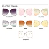 Lunettes de soleil femmes 2022 perle dégradé surdimensionné marque concepteur demi-monture femme lunettes de soleil en métal clair ombre UV400Sunglasses