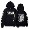 Attack på Titan Hoodie Japanese Anime Hoodies Hingeki No Kyojin Graphic Sweatshirt Pullover Casual Hooded Streetwear Tops Unisex G220713