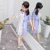 Girls Summer Dress Striped Blouse For Girl Patchwork Kid Shirt Teenage School Costume 220426