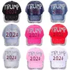 Stock Trump 2024 Diamonds Denim Sun Hat Casual Diamond Baseball Cap Athleisure Regulowany kapelusz bawełniany C0801x13