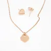 Fashion Jewelry Sets Women Lady Heart Earring 18K Gold Earrings & Necklace With T Letter Pendant Necklace