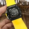 Uxury Watch Date Trendy Mens Personliga keramiska klockor stora urtavla lysande mode ihåliga ut -Automatiska vinfat mig