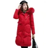 Women's Down & Parkas Winter Coat Women Red M-3XL Plus Size Loose 2022 Korean Fashion Black Gray Long Fur Hooded Cotton Jacket Feminina LJ06