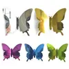 12Pcslot 3D Butterfly Mirror Wall Sticker Decal Wall Art Removable Wedding Decoration Kids Room Decoration Sticker 220727