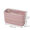 Lunch Box 3 Grid Wheat Straw Bento Transparent Lid Food Container For Work Travel Portable Student Lunch Boxes Containers 100pcs DAF457