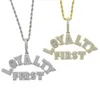 Chains Iced Out Full 5A CZ Paved LOYALTY FIRST Letter Charm Pendant With Long Rope Chain Plated Hip Hop Necklace For Men Boyfriend GiftChain