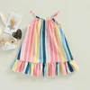 Mädchenkleider MaBaby 6M-4Y Kleinkind geborenes Baby Mädchen Kleid Sommer gestreift ärmellos A-Linie Reise Urlaub Kleidung D01Mädchen