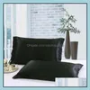 Pillow Case Bedding Supplies Home Textiles Garden Ll Silk Satin Double Face Envelope Design Pillowcase High Quality Dhead