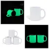 Sublimação em branco caneca luminosa transferência de calor personalizada caneca cerâmica brilho no escuro 11 onças de água branca f5373 f07226918425