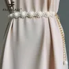 Belts Korean Pearl Braided Waist Chain Belt Lady Female Adjustable Long Metal Pendant Chains Dress Skirt Decor StrapsBelts