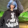 Sweats à capuche pour femmes Sweats à capuche zippés Y2K Lettre graphique Imprimer Femme Goth Sweat Sport Manteau Harajuku Gothique Punk Manches longues Overs