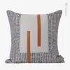 Coussin/Oreiller Décoratif Moderne Lumière Luxe Modèle Chambre Orange Gris Cuir Couture Coton Jacquard Canapé Vivre Carré OreillerCoussin/Déco