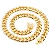 Kedjor 6-18 mm bred rostfritt stål kubanska Miami-halsband CZ Zircon Box Lock Big Heavy Gold Chain för män Hip Hop Rock Jewelrychain216V
