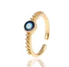 Anillos de ojo azul malvado de oro, anillo de cola de estilo Simple ajustable de circón, anillo de joyería de aceite de goteo de cobre, regalo para mujeres y niñas