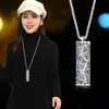 Kolye Kolyeler Yüksek kaliteli moda metal uzun püskül rhinestone kristal inci zincir kolye kazak mücevher