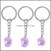 Nyckelringar smycken Natural Stone Amethyst Crystal Ring Keychain Pendant Keyrings Bag Accessories Drop Delivery 2021 Phvoq