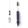 Natural Stone Spådommer Merkaba Pendulum Pendant för Dowsing Reiki Healing Point Catcher Dream Pendulo Chain 260mm BO944