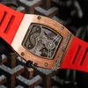 2022 3D Diamonds oryx Miyota Automatisk Tourbillon Mens Watch 18K Rose Gold Diamond Case Skeleton Dial Red Rubber Strap Super Edition Puretime01 E281-5105-B2