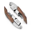 Roestvrijstalen kurkentrekker Red Wine Bottle Opener met folie Cutter Wood Handgreep Professionele obersvriend Corkscrews Beer LX4854