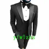 Handsome One Button Fantas Man's Peak Lapeel noivo Tuxedos Groomsmen Wedding/baile/jantar Man Blazer Jaqueta Ponta de colete Tie N091