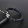 Hilos de cuentas de alta calidad para hombre, pulsera de cuero trenzado con costura de dos colores Punk clásico, joyería de moda Fawn22