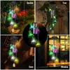 Color Changing Solar Power Wind Chime Hummingbird Butterfly Waterproof Outdoor Christmas Decoration Light For Patio Yard Garden J220531