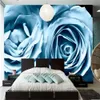 Roses Lichtblauwe bloemen behang hotel coffeeshop woonkamer bank tv muur slaapkamer muurpapier muurschilderingen modern behang