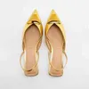 TRAF Flat Gold Shoes Women Sandals Elegant Casuant Pointe Slingback Shoes Woman Woman Spring Summer 2022 Party Sandals G220525