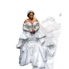 Luxe 2022 Modest Mermaid Wedding Jurk Cascade ruches Volledige kralen 3D Bloembloem Bruidsjurken Saoedi -Arabische Luxe Vestido de novia