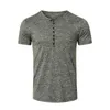 T-shirt Henley masculin à manches courtes à manches courtes Slim Fit Casual Tshirt T-shirt populaire pour les vêtements de port masculins mâles de Top Summer L220704