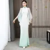 Vêtements ethniques Printemps Chine Robe Banquet Traditionnel Élégant Femmes Vert Style Chinois Cheongsam Ao Dai Vintage Hanfu Slim Long QipaoEthni