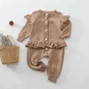 KOKI 2022 Baby Clothes Knitting Romper Lace Jumpsuit Girls Outfits Korean Newborn Overalls Baby Girls Clothe Kintted Wholesales G220510