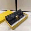 Schwarze Designer-Geldbörse für Damen, lange braune Clutch, modische Geldbörse, Briefdruck, Leder, individuelle Hardware