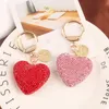 Creative 6 Colors Full Rhinestone Heart Key Chains Couple Heart Car Keychain Women Handbag Pendant Keyring Jewelry Gifts