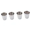 4 PCs 30ml 70ml 180ml de aço inoxidável Camping Camping Cheging Cheing Portable Tea Coffee Cerveja com bolsa preta 220809