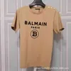 balman brand short sleeve qiaoxinreba Qiwei same half sleeve red flocked letter balman T-shirt shoulder gold button