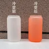 Tazze barattolo di vetro di sublimazione da 16 once che cambiano bicchiere di vetro smerigliato con spazzature di cannuccia in plastica di coperchio di bambù possono riscaldare tazze di trasferimento di cola 6086 Q2