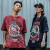 Hip Hop T Gömlek Erkekler Streetwear Baskı Vahşi At Tshirt Harajuku Yaz Tops Tees Kısa Kollu Pamuk Gevşek T-shirt Kravat Boya 220408