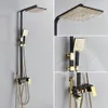 Siyah altın duş seti yağış banyo duş mikseri musluk pirinç bide püskürtücü kafa sürgülü çubuk duş sistemi musluk