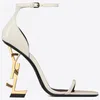 Designer High heeled Shoes Fashion Metal Leather Sandals with Temperament Wedding Banquet Party Women Shoes