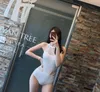 Womens Bras Sets Belly cover up slim sexy swimsuit backless one-piece swimsuit women's small chest gathered color white