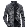 남자 재킷 데님 재킷 남성 양털 가을 겨울면 슬림 핏 레트로 블루 크기 스탠드 칼라 긴 슬리브 지퍼 코트 4xl 3xlmen 's