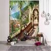 Gangway Landscape Wall Hanging Carpet Sea Beach Cloth Mat Flower Blanket Home Decoration J220804