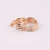 Серьги CZ Diamond Pave Hoop Stud 18k Rose Gold 925 СВЕДЕНИЕ СВЕДЕНИЕ ЖЕНЩИНСКИЙ ЖЕНС