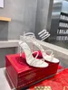Luxury Designer Ladies 10cm Stiletto Heel Rhinestone Wrap Sandals White Crystal Wedding Party Sandaler Summer Top Quality Storlek 35-41 med låda