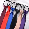 Men Tie Suits Zipper Lazy Skinny 5cm Neck For Wedding Casual Neckties Solid Color Ties Jacquard Cravat