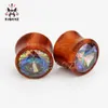 Kubooz Wood Ebony Electropated Zircon Ear Piercing Plug Tunnels Body Earring smycken mätare expander bår hela 8-16mm 31843